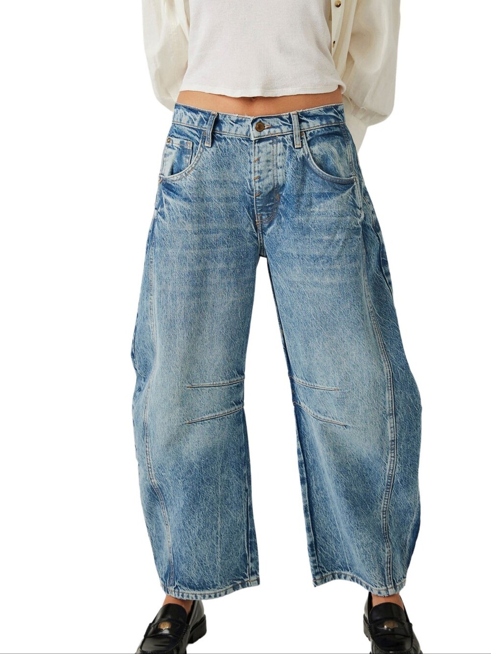 Free People Good Luck Barrel Leg Jeans